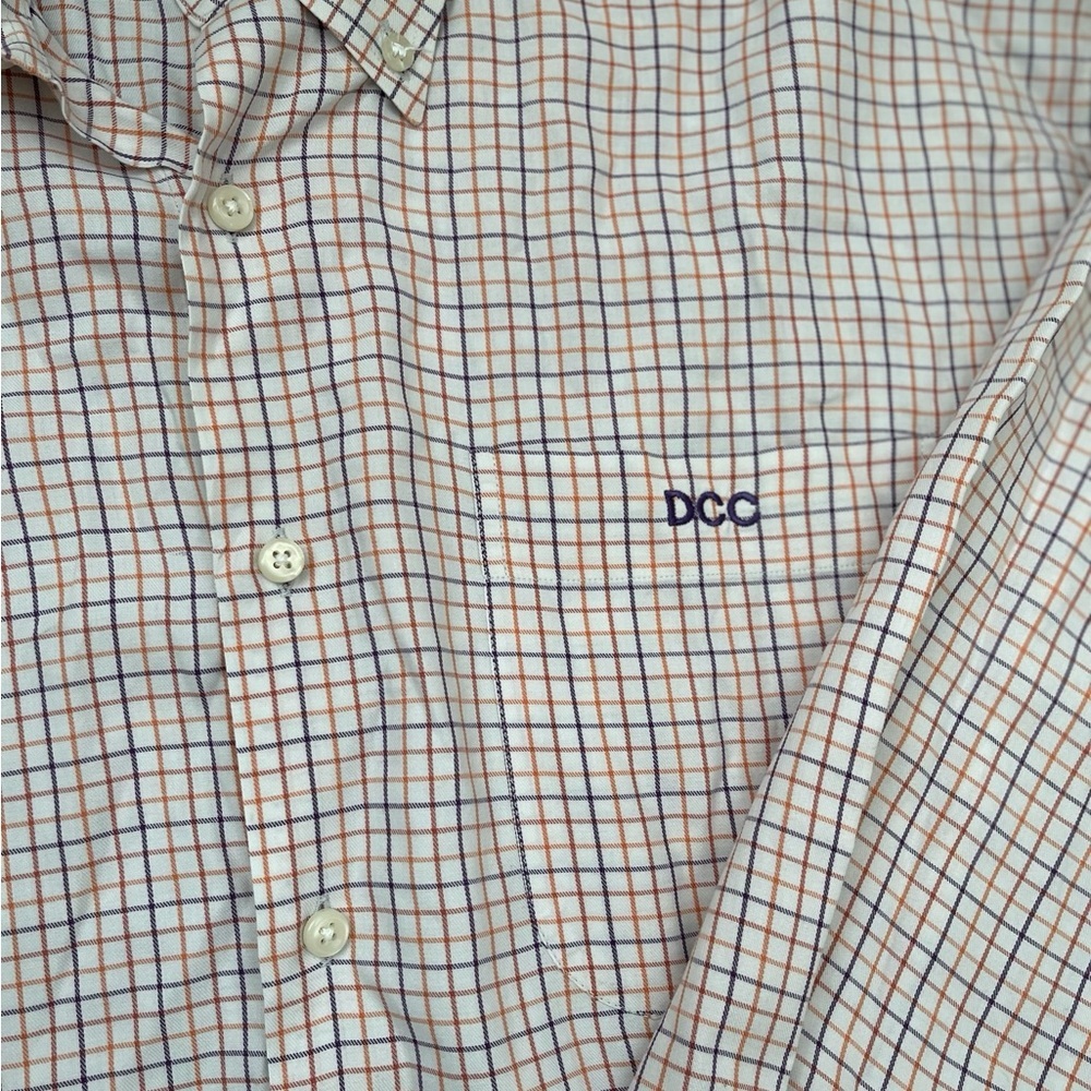 Peter Millar Shirt Men's XL Orange Plaid 100% Cotton Long Sleeve Button Down - Picture 3 of 8